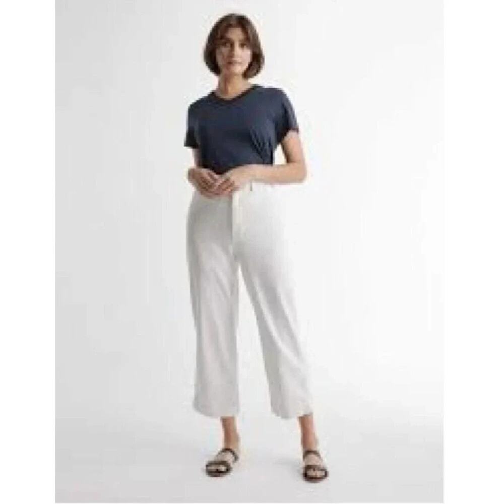 Quince Womens Organic Stretch Cotton Twill Wide Leg Crop Pant Size 27 Iv… - Picture 3 of 5